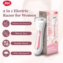 itel IHR-01 Epilator Wanita Isi Ulang, Desain Dual-Speed Unik, Pencukur Listrik Basah & Kering, Tahan Air IPX7, Pengisian Cepat Type-C, Layar LED, Cocok Untuk Mencukur Bulu Kaki, Badan, dan Area Bikini - Putih - View 1