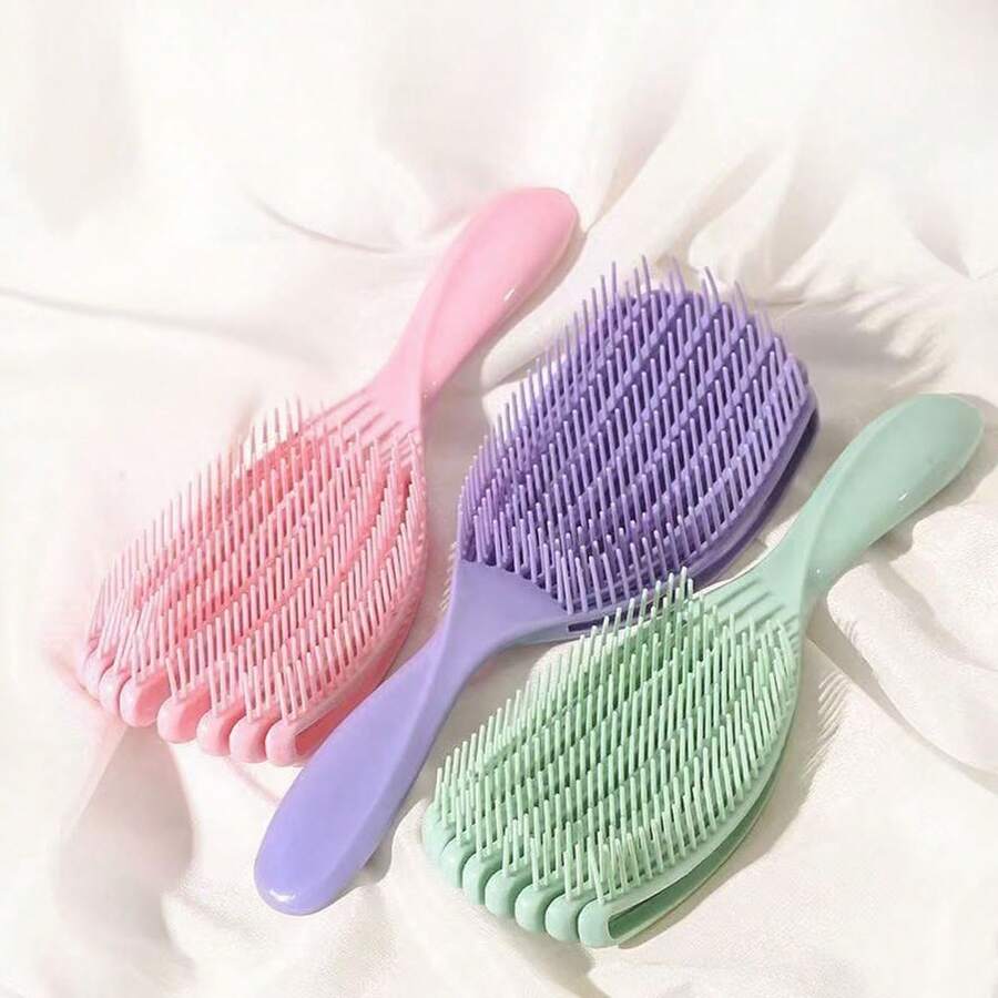 1pc-Smooth Hair Brush, Straightening Out All Hair Types, Suitable For Wet And Dry Hair. Flexible Hair Is Used To Painlessly Eliminate Tangles And Reduce Breakage. It Uses Curved And Flexible Hair To Adapt To Your Hair Contour. ,Hair Styling Kit ,Hair Tool Kit