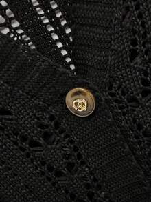 JOYY schwarze Pocketflügelärmel Passform Strickjacke, Retro-Ästhetik, Rückkehr zur Schule Strickjacke, Vintage Damen Pullover, 90er Jahre Mode, Schule Strickjacke, Herbst/Winter Strickjacke, College-Stil Strickjacke, Erster Schultag, Oberbekleidung, Herbstpullover, Halloween Pullover - Schwarz - Übersicht 5