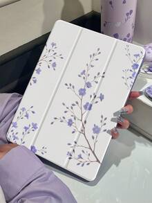 这款精美可爱的卡通紫色花草双面彩绘亚克力透明水晶背壳具有防震功能，适用于 iPad 第七代、第八代（10.2 英寸）和第十代。它内置笔槽，支持睡眠唤醒功能/多种折叠支架方式。这些都是绝佳的万圣节和新年礼物。 - 彩色 - 查看 2