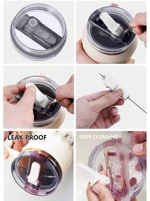 Compatible With Stanley Cup Accessories 40 Oz Tumbler Flip Straw Lid Replacement Fit For , Leak Proof For Lid Replacement Spill Proof Reusable Tumbler Cover Compatible With 40oz Cup Accessories White Black Beige Blue Pink - Multicolor - View 3