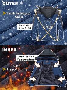 Cavva 男士冬季保暖内衬夹克 防水防风 多口袋滑雪外套 徒步露营登山滑雪