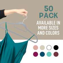 50 Piece Velvet Hanger, Clothes Hanger With Rotary Hook, Non-Slip, Non-Crease, Space Saving, 0.2 Inch Thick, 16.5 Inch For Long Coat, Shirt, Dress, Pants, Tie.Gray/Black/White/Red/Blue/Purple/Pink/Green