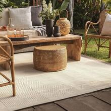 Alfombra beige para dormitorio con cubierta protectora|La alfombra perfecta para una decoración moderna y elegante del hogar.|Alfombra de Alta Calidad para Sala de Estar - Adecuada para Exteriores|Fácil de Limpiar - Aspiradora - Blanco étnico - Ver 13