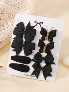 8 件/套极简主义蝴蝶结发夹，波西米亚针织蝴蝶女孩发夹，马尾辫夹，适合节日派对、旅行、时尚发饰套装 - 蝴蝶結髮夾 - 查看 21