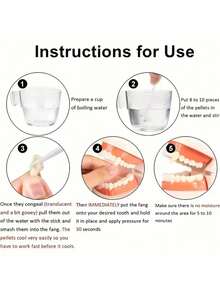 4pcs Decorative Makeup Party Trick Resin Vampire/Zombie Fangs, Realistic Teeth Props Set With 1pc Toothpaste-Like Prop (Please Note That Tooth Size May Vary And The Product Size May Be Slightly Larger Than Expected.) - Multicolor - View 4