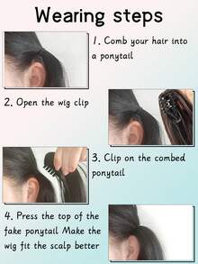 合成假发女式爪夹大波浪片可绑高绑带式低马尾辫发自然发片适合女性日常派对 - 彩色 - 查看 6