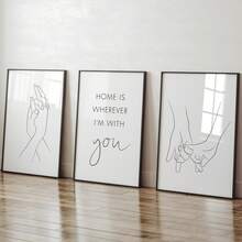 3 Stücke/Set, Leinwandkunst, gerahmte Wanddekoration, Paar-Zimmer Dekoration, Akzent für Schlafzimmer-Kopfteil, Linienkunst, romantische Wandgalerie, Wandkunst für Neuvermahlte Wohnzimmer, Valentinstag Dekoration, Hochzeitsdekoration, Zimmer Dekoration, Schlafzimmer Dekoration, Wohnzimmer Dekoration