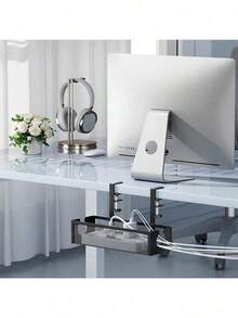 1pc Under-Desk Cable Management Tray, Power Strip, And Cable Organizer Made Of Non-Holes Metal, Suitable For Home Offices, Under-Desk Storage, And Organization Tray, An Essential Item For Home Office