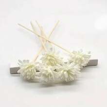5/10 piezas Juego de palitos difusores y flores de espuma blanca, palitos de difusión de aromaterapia de flores de espuma, palitos de fibra, palitos de evaporación de aceites esenciales, accesorios de decoración del hogar, adecuados para dormitorios, oficinas, baños, fiestas de bodas