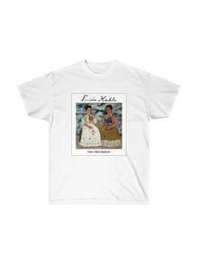 Camisetas femininas, The Two Fridas T-Shirt, Frida Khalo Mexican Painter Vintage Booho art Print, Soft Style Cotton T-Shirt, Birthday Gift, Gift To Her