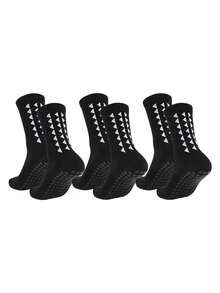 3/6 双男女通用圆点防滑足球袜，透气耐磨运动袜，适合跑步、瑜伽、健身、秋季袜子