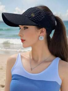 Visera unisex negra transpirable para protección solar al aire libre en todas las estaciones