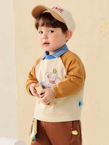 mini bala Kids Dumbo Cartoon Long Sleeve Tee Soft Comfortable Cute Everyday Top - Caramel Brown - View 2