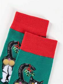 6/3/1 双装女士圣诞趣味袜子，印有鸡蛋、猫咪和卡通人物图案，男女皆宜的新奇袜子，适合圣诞节、新年礼物和日常穿着 - 彩色 - 查看 7