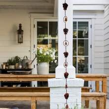 1pc Rain Chain, Downspout Diverter, Thick Iron Garden Decor, Iron Art Garden Gift, Garden Rain Chain, Iron Hanging Steel Leaf Rainchain For Downspout And Drainage, Home Decor Wind Chime Planter - Multicolor - View 9