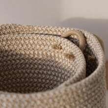 Cestino intrecciato bohémien, cestino per giocattoli per gatti/cani, cestino organizer da scrivania, cestino decorativo per l'ingresso, il bagno, la camera da letto, adatto per riporre cosmetici, oggetti vari, giocattoli, vestiti - Multicolore - Visualizzare 8