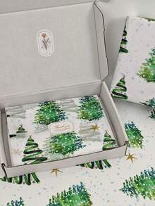 10 件/5 件彩色灯光圣诞树图案薄纸,19.68 英寸 X 27.55 英寸礼品包装纸,圣诞礼品包装纸,烫银雪花包装纸,圣诞雪梨纸,适用于婚礼、圣诞礼物、生日礼物包装、花束填充、派对礼物 - 彩色 - 查看 6