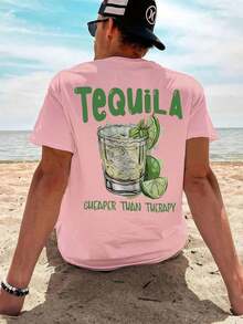 Camisetas de manga corta más vendidas en 2026SU ER: Camiseta de manga corta holgada y estampada para hombre, a la moda. |   Diseño Exquisito |   Esencial de Verano |   Fácil de Combinar, Resaltando Tu Estilo - Rosa - Ver 1