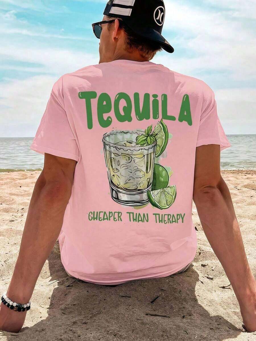 Camisetas de manga corta más vendidas en 2026SU ER: Camiseta de manga corta holgada y estampada para hombre, a la moda. |   Diseño Exquisito |   Esencial de Verano |   Fácil de Combinar, Resaltando Tu Estilo - Rosa - Ver 1