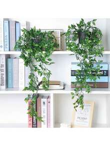 1/2/20 cây treo nhân tạo Cây treo giả Cây xanh trong chậu Cây bạch đàn giả, Cây leo Mandala trong chậu cho phòng trong nhà ngoài trời Trang trí kệ - xanh quân đội - Xem 4