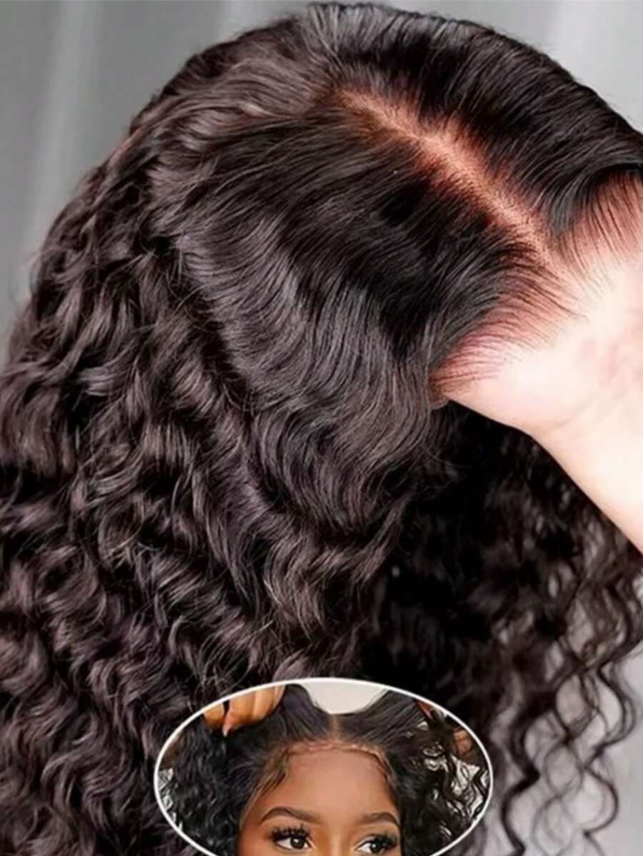 NARNI 30 Inch Glueless Wigs Human Hair Pre Bleached Knots 6x4 HD Pre Cut Lace Natural Hairline Curly Human Hair Wig For Women 250% Density Glueless Wig Ready To Wear And Go Wig Natural Black Color - Natural Black - 查看 1