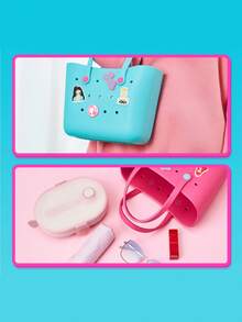 Miniso Holes Bogg Beach Bag Cute  Summer Camp EVA Beach Tote Bag For Little Girl & Woman Waterproof Picnic Bag Ladies' Casual Clutch Handbag Pouch For Beach, Travel,Pool, Boat, Sports - Blue - View 8