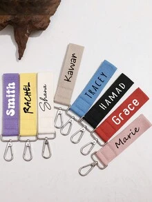 Gantungan Kunci Tas Ransel Nilon Bordir Personalisasi dengan Nama Kustom, Gantungan Tas Koper Tahan Lama, Hadiah Tas Ransel Sekolah Perjalanan dengan Nama Kustom - MultiWarna - View 3