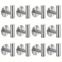 1/2/4/6/12 piezas de ganchos automáticos autoadhesivos de acero inoxidable, estantes montados en la pared para toallas, batas, abrigos y llaves para el baño y la cocina