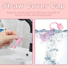 6 chiếc mũ rơm có đầu mũ rơm 10mm, tương thích với cốc 30 & 40 oz, nắp đậy ống hút silicon dễ thương có thể tái sử dụng, bảo vệ cho cốc 0,4 inch/10mm, phụ kiện ống hút - Nhiều màu - Xem 7