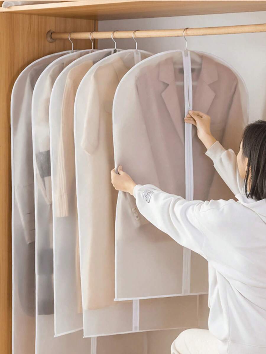 1 peça de capa protetora para roupas penduradas, capas protetoras totalmente fechadas para roupas, adequadas para armários domésticos, casacos, vestidos, bolsas, escola, escritório, casa, viagens, organizadores, armazenamento - um presente para mulheres ou homens - Saco de pó para roupas - Ver 1