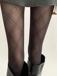 1pc Sexy Ladies' Semi-Transparent Black Tights, Suitable For Festival Parties