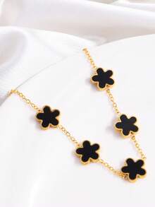 1 Peça Pulseira de Flor de Trevo da Sorte Banhada a Ouro 18K em Aço Inoxidável, Acessório de Moda de Luxo e Alta Qualidade, Adequado para Uso Diário, Festivais, Encontros e Presentes para Mulheres