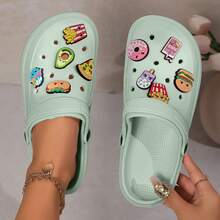 女新款手工DIY洞洞鞋凉鞋夏季时尚可爱仿食物汉堡薯条水果洞洞鞋透气孔洞设计舒适凉鞋