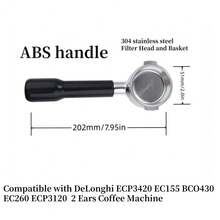 Porte-filtre sans fond de 51 mm à 2 oreilles pour Delonghi EC200 EC221 ECO310 EC330 EC152, accessoires de remplacement de panier-filtre pour machine à café/expresso en acier inoxydable avec poignée en bois/ABS