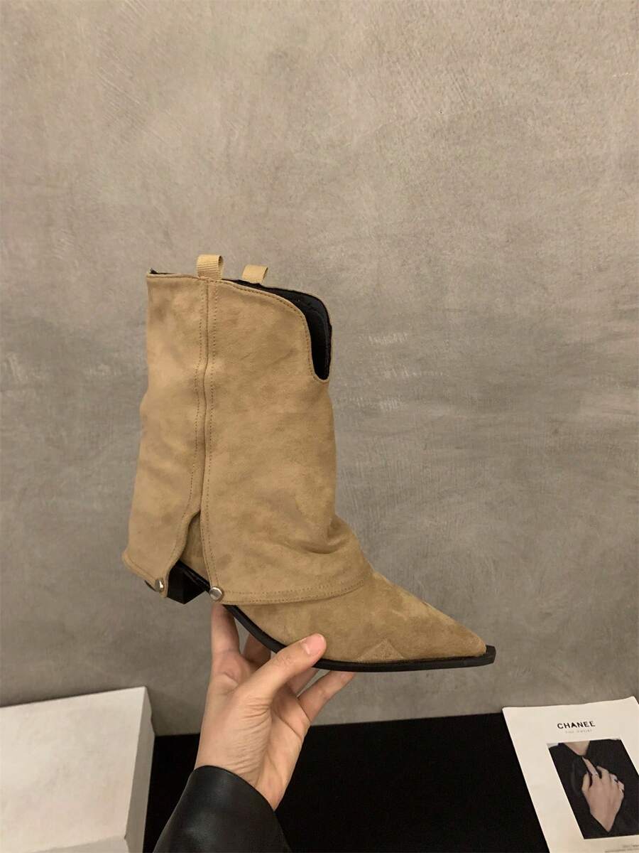 Women Western Boots - Khaki - View 1