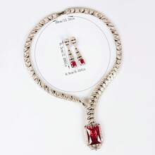 Set de 3 piezas de joyería de moda para mujer, con opciones de multicolor, zirconia de colores incrustados, artesanía de esmalte, pendientes, collar, set de joyería, adecuado para uso en vacaciones/fiestas | bodas/banquetes, set de joyería de moda para mujer/regalo - Conjunto de joyas - Ver 7