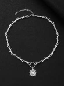 1PC Gothic Y2K Wire Necklace Gothic Heart-Shaped Necklace Minimalist Vintage Style Everyday Necklace Accessory For Men And Women