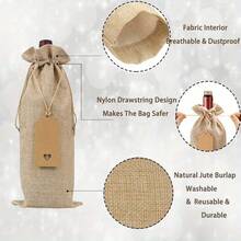 6/12pcs Premium Coarse Linen Wine Bags With Gift Tags, Reusable Wine Gift Bags With Drawstring, Wine Bottle Bags For Wedding, Birthday, Wine Tasting, Christmas, Party, Home Storage