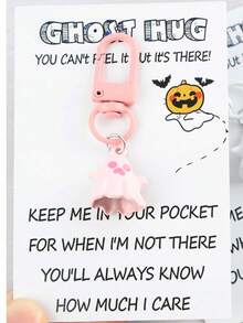 1/3pcs Set Cute Ghost Keychain Set With Halloween Greeting Card, Suitable For Bag Decoration, Halloween Atmosphere Gift, Party Gift, Fun Gift - Multicolor - View 12