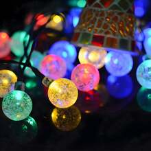7米/23英尺50个LED太阳能灯串，8种模式，太阳能球形仙女灯，适用于花园露台婚礼生日装饰、感恩节和圣诞节派对装饰，暖白光