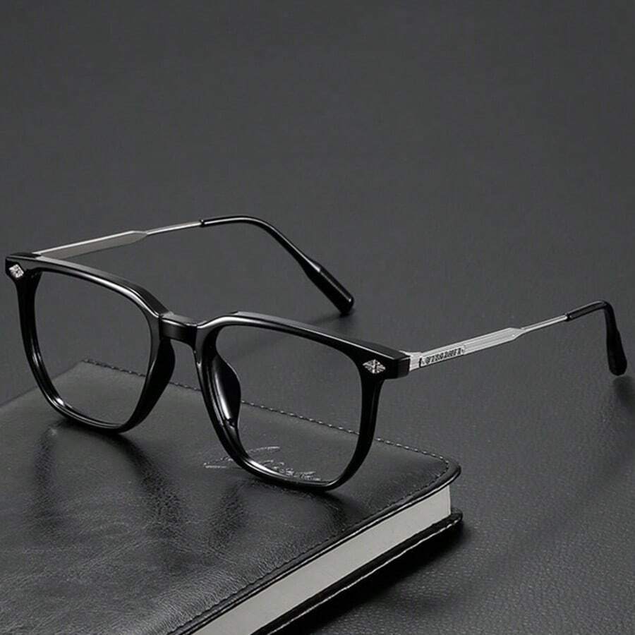 1 par de gafas de hombre con montura metálica cuadrada y de estilo retro moderno, multicolor, adecuadas para computadora, oficina, decoración, estudio de estudiantes, lectura, anti-luz de teléfono, reuniones de negocios, correr, juegos y conducir