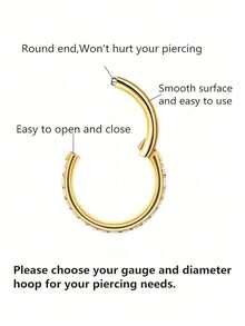 1 件/高级镜面抛光 316L 不锈钢，带氧化锆 16G 和 18G 鼻环、唇环、脐环、双膜环、膜环、唇环、膜耳钉、膜环耳环、膜环软骨耳环、膜环、耳屏、耳钉、海螺环、耳环、耳屏耳环、软骨耳环、鼻环、膜环、膜环、穿孔环 - 單圈帶寶鑽鼻環 - 查看 7