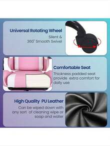 Ergonomic Racing Style Gaming Chair | Computer Desk Chair With Adjustable Lumbar Support | Breathable, Reclinable Design For Long Gaming/Work Hours - 粉色 - 查看 4