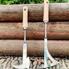 1pc L-Shaped Manual Crack Weeding Tool, Gardening Puller, Agricultural Bonsai Hand Tool - Wood Color - View 10