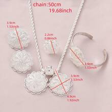 1套經典銀色新娘珠寶套裝，包含吊墜、項鍊、耳環、手鏈；婚禮禮品 - 銀色 - 查看 4