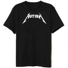 Autism T-Shirt Heavy Metal Band Shirt 100% Premium Cotton Fast Shipping - 黑色 - 查看 1