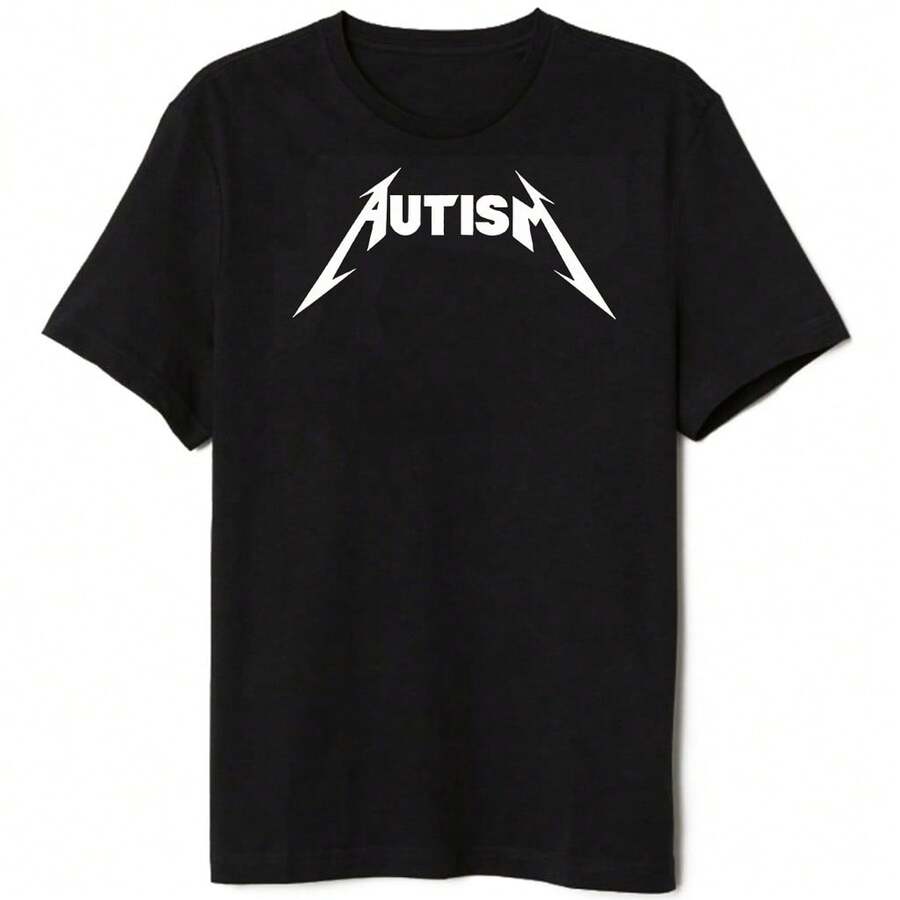 Autism T-Shirt Heavy Metal Band Shirt 100% Premium Cotton Fast Shipping - 黑色 - 查看 1