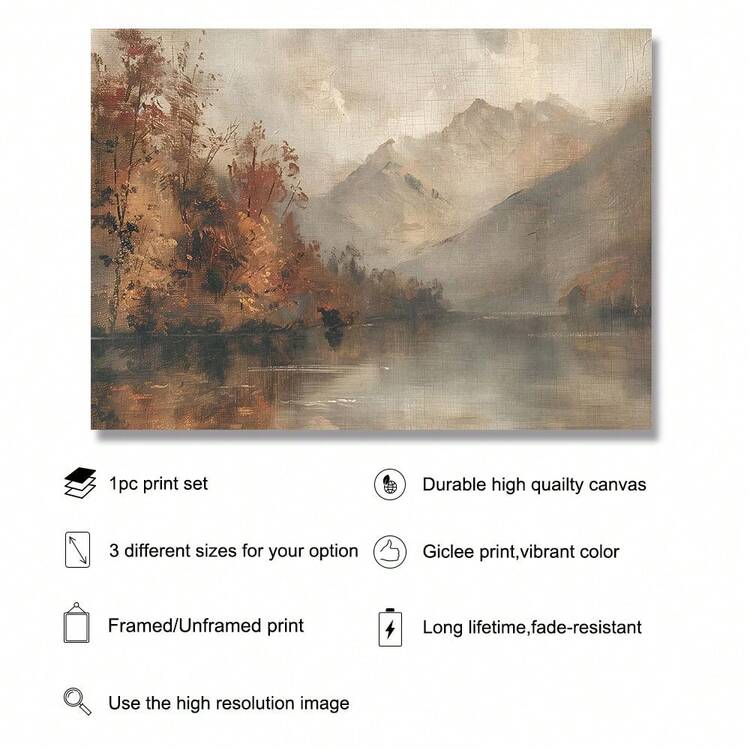 1 ks Zarámovaný/Nezarámovaný Vintage Jesenný horský les Rustikálny nástenný umelecký plagát Plátno s tlačou Minimalistická abstraktná Jesenná krajina Farmárska dekorácia Retro maľba Do bytu, obývačky, spálne, modernej bytovej dekorácie - Viacfarebné - View 7