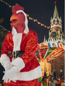 Halloween Costume Role Play Rooster Animal Head Mask, Latex Funny Mask For Children And Adults